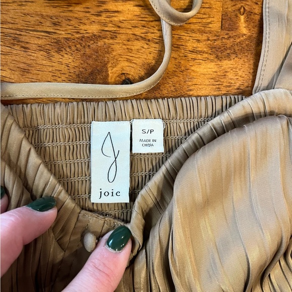 Joie Corset ruched back light brown tan blouse size small - Picture 2 of 7